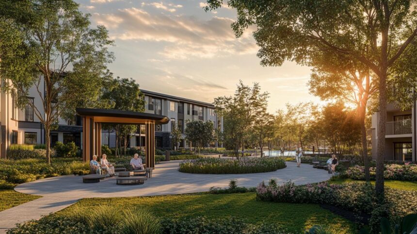Résidence services seniors moderne avec espaces communs accueillants
