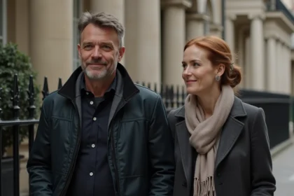 Couple élégant se promene dans un quartier chic en ville