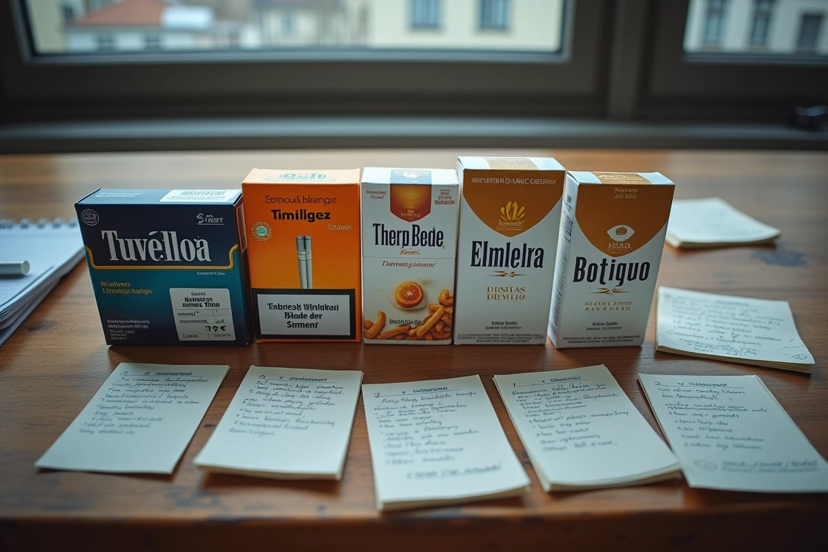Comparaison des prix de différentes marques de cigarettes allemandes sur une table