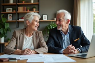 Couple d'âge moyen dans un intérieur cosy et lumineux