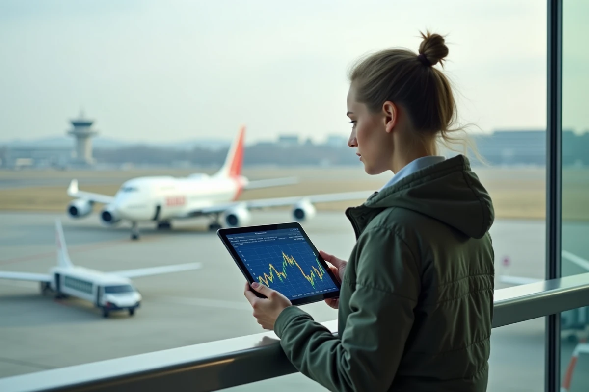 Jeune femme avec tablette sur balcon d