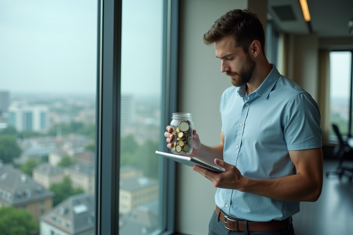 Jeune homme regardant un graphique d