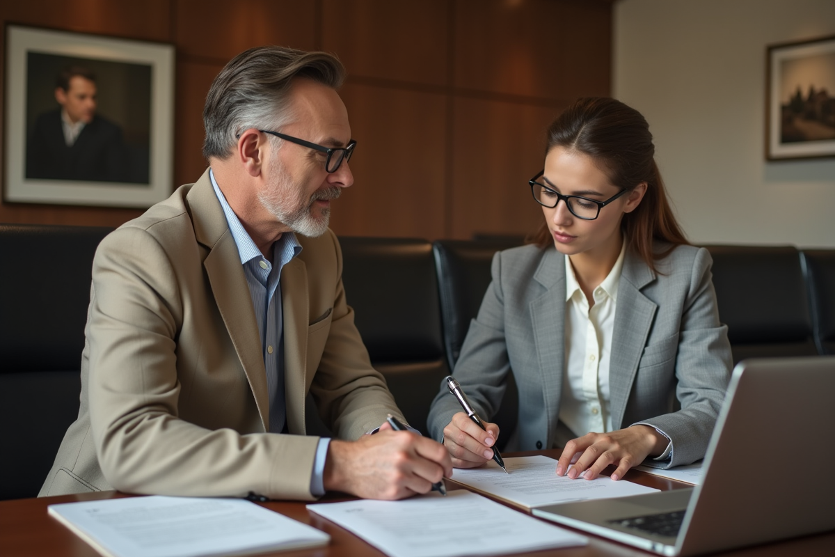 Femme notaire vérifiant un virement sur son ordinateur